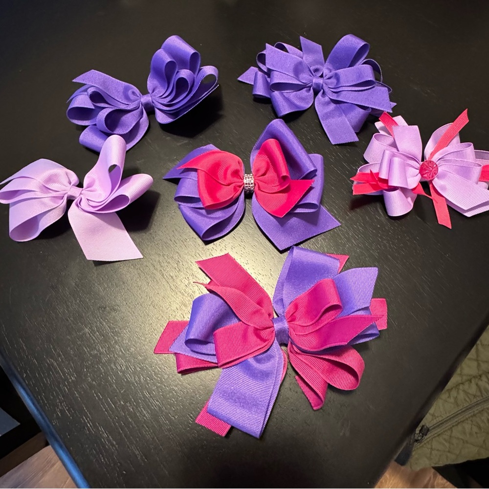 Purple and Pink Hair Bows Set